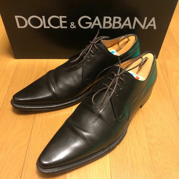 【DOLCE&GABBANA】 美品　ドレスシューズ　プレーントゥ　黒　フォーマル　 レザーシューズ　サイズ7 ビジネスシューズ