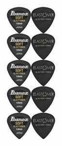 即決◆新品◆送料無料Ibanez EL16ST10S-HBK/10枚セット SOFT 1.0mm ショート ティアドロップ型 新素材エラストマー ギター ピック/メール便