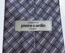 N83 美品!! pierre cardin ピエールカルダン シルク 100％ 絹 艶感 総柄 織柄 ジャガード ブランド ネクタイ シルバー ブルー イエロー!!_画像7