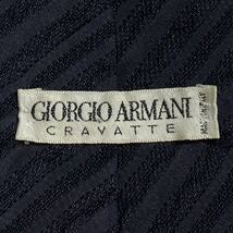 N100 GIORGIO ARMANI ジョルジオ アルマーニ イタリア製 シルク 100％ 絹 艶感 レジメンタル ストライプ ブランド ネクタイ グレー 灰!!_画像9