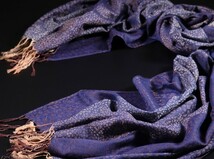 WINTER PASHMINAS◆KV-3115 極上 カシミア【オリエンタルブルー系/リトルレオパード】大判 ストール/マフラー Scarf/ Stall_画像2