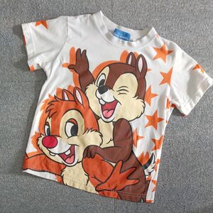 東京ディズニーリゾート　 チップ＆デール　 半袖Tシャツ　オレンジ×白　星柄 Disney