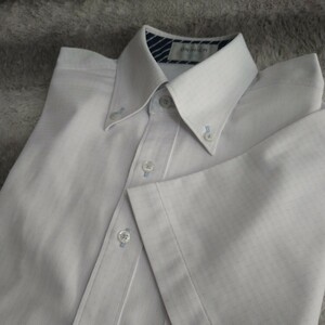 オリヒカ スーパーノンアイロン 半袖ワイシャツ 半袖シャツ Sサイズ 白 ライトブルーのドット