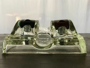 戦前〜アールデコ インク瓶 インク壺 ガラス 和ガラス ベークライト 型ガラス 古道具 気泡