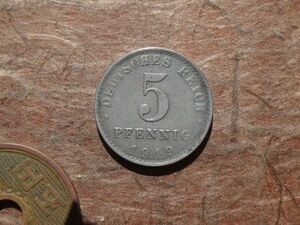 ドイツ帝国　5Pfennig　鉄貨　1924年 Mint mark A　KM#19　(18.0mm, 2.4g)