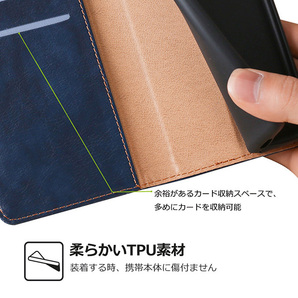 OPPO Reno 7A/9A 用 スマホケース 新品 リノ 7A 9A 手帳型 レザー 無地 シンプル オッポ 耐衝撃 レノ 携帯ケース ネイビーの画像4