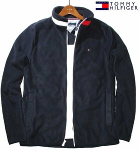 新品 秋物 M 定価1.43万 ▼ トミーヒルフィガー TOMMY HILFIGER ▼ 立衿 フリース アウター ジャケット ブルゾン 刺繍 メンズ ネイビー 紺