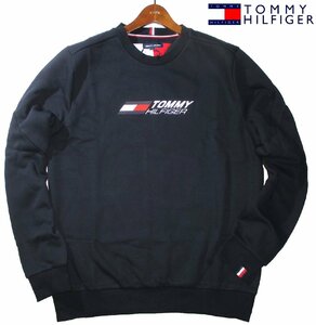 新品各ラス1 秋物 L or XL 定価1.1万▼ トミーヒルフィガー TOMMY HILFIGER 高品質 裏毛 スエット トレーナー 立体裁断 丸首 紺 メンズ LL