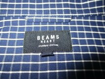 新品 秋物 2XL - 3XL 相当▼ ビームス BEAMS HEART ビッグシルエット 長袖シャツ チェック ネイビーブルー 紺青 メンズ 4L 3L ビッグシャツ_画像6