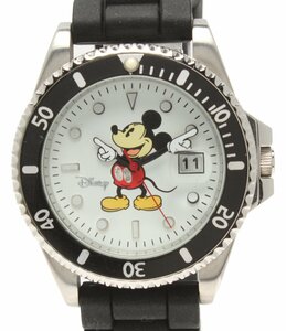 【1円スタート】 訳あり ディズニー 腕時計 ミッキーマウス クオーツ シルバー ユニセックス