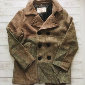 ハリスツイード　Harris Tweed M ウール　ヘリンボーン　ピーコート Pコート