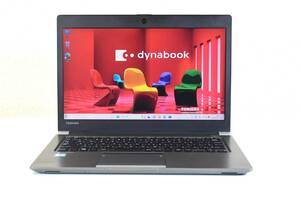 TOSHIBA dynabook R63/D / Core i5-6200U/メモリ8G/高速SSD 256G/13.3インチ/Webカメラ/Windows 11/中古ノートパソコン/K11-18