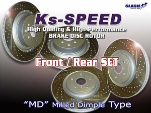 Ks-SPEED[ディンプル+スリット] 前後set：MD6047+MD6056 デリカ D:5 CV5W 2.4 4WD 2007/01～2012/07 Front294x26mm/Rear302x10mm