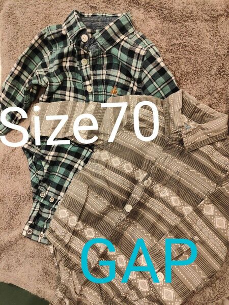 【美品】70 GAP 長袖ロンパース