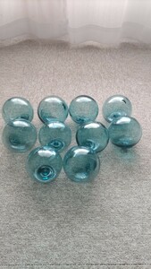 ガラス玉　アンテーク　漁具　10個　浮き球 丸玉　ブルー