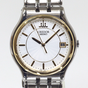 SEIKO セイコー メンズ腕時計 クレドール 8J86-7A00 SS ホワイト文字盤 クォーツ 仕上げ済【中古】