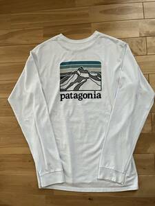 patagonia パタゴニア 長袖Tシャツ 白色 Sサイズ メンズ・ロングスリーブ・ライン・ロゴ・リッジ・レスポンシビリティー