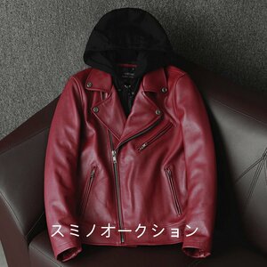 冬季新品★ 秀逸なデザイン 柔らか 上質牛革 本革 メンズ レザー ジャケット ライダース お洒落 革ジャン