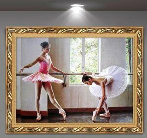 極美品★ 油彩 人物画　廊下壁画　バレエを踊る女の子 応接間掛画 玄関飾り 装飾画
