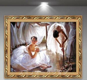 極美品★ 油彩 人物画　廊下壁画　バレエを踊る女の子 　応接間掛画 玄関飾り 装飾画