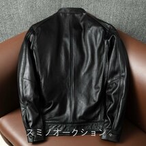 高級感満載！ レザージャケット 本革 シングルライダース 牛革 革ジャン カウハイド カーコート バイクジャケット メンズファッションS_画像2