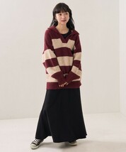 FREAK'S STORE フリークスストア 22AW 畔編みワイドボーダースキッパーニット 抜け感あるスキッパー襟で女っぽく 一枚でサマになる Free_画像4