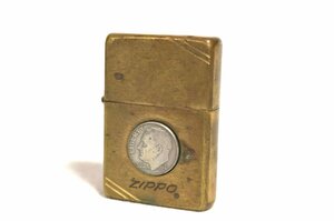 激レア●ZIPPO ジッポー●Liberty リバティコイン付きオイルライター●1972年製 シルバー×ゴールド ブラッシュクローム ヴィンテージ