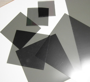  one side bonding material attaching, smoked ( less color ) polarized light board (100 x 100 mm) 2 sheets 