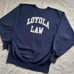 チャンピオン リバース ウィーブ トレーナー スウェット XL loyola law カレッジ プリント ブルー オレンジ 80s 90s 古着 coast guard