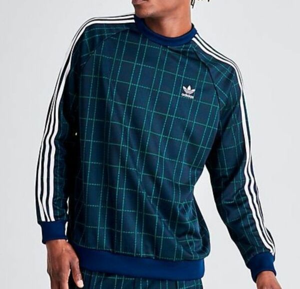 adidas アディダス TARTAN CREWNECK SWEAT タータンチェック スウェット トレーナー グリーン サイズO