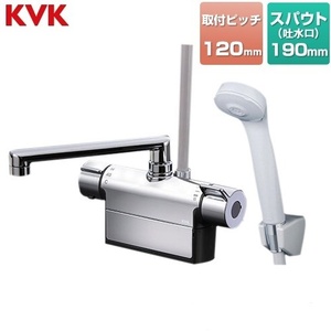 新品未使用 KVK浴室デッキ台付サーモスタット吐水シャワー栓 FTB200DP2T　芯々120ｍｍ