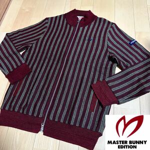 マスターバニー4★ニットジャケット 美品 サイズ4 メンズ ロゴ刺繍 高級ゴルフブランド パーリーゲイツ