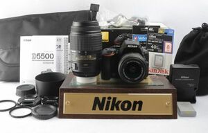 ■美品■ S数1600回！ ニコン Nikon D5500 ダブルズームキット 【付属品・元箱・おまけ付き】　#511-038