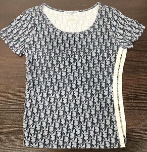 【77】1円～ 中古品 Christian DIOR クリスチャンディオール トロッター Tシャツ ロゴ ブランド ネイビー系 人気