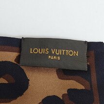 【86】LOUIS VUITTON ルイヴィトン M72394 バンドー レオパード ツイリー リボンスカーフ ブラウン系×ブラック系 100％シルク_画像3