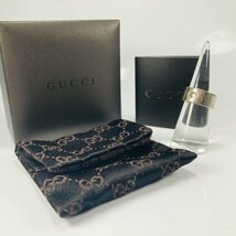 【76】 GUCCI グッチ Gロゴ ワイドリング 925 スターリング シルバー 指輪 幅広 存在感 メンズ レディース ＃7 7.6ｇ 【併売中】_画像1