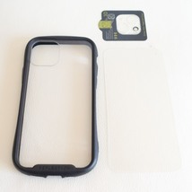 【3点セット】iPhone13 リフレクションケース+強化ガラスフィルム+カメラレンズ保護ガラス ブラック ガラス 透明 シンプル 画面保護_画像1