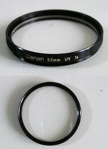 CANON　(356)　 中古・レンズフィルター　52㎜　UV　(レンズ保護兼用、紫外線吸収）　キャノン