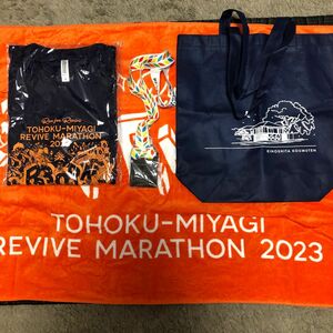 東北みやぎ復興マラソン2023　完走メダル、フィニッシャータオル、エコバッグ、Tシャツ　Mサイズ