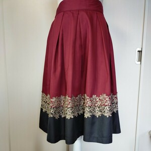 [ trying on only beautiful goods ] axes femme *bai color race skirt ( wine * black )M* waist rubber specification lining attaching axes femme bordeaux 