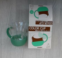 【未使用】 耐熱ガラス製 カラーカッブ HARIO HCU8-8 240ml ハリオグラス COLOR CUP 耐熱 電子レンジ ガラス 耐熱ガラス グラス グリーン_画像3