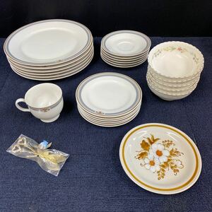 【美品】ノリタケ Noritake ivory chine／contemporary fine chine／Mountain Wood Collection プレート サラダボール 25点セット J03