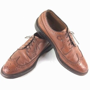 試着返品OK！70-80sフローシャイム　ケンムール　ウイングチップシューズ　茶　サイズ9.5 E　Vintage Shoes管NO.WメZB74