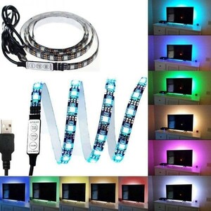 LEDテープライト RGB コントローラ付 USB 5V 100CM 5050SMD 60連 切断可 TVバックライト LEDテープ DD38