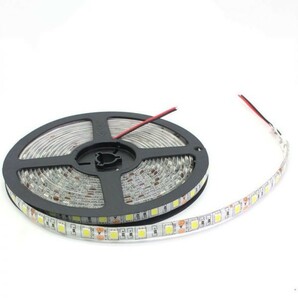 LEDテープライト レッド 赤 12V 5M 5050SMD 白ベース 300連 防水 切断可 両面テープ付 正面発光 LEDテープ DD25の画像3