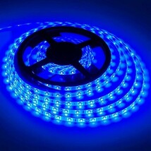 LEDテープライト ブルー 青 12V 5M 3528SMD 白ベース 300連 防水 切断可 両面テープ付 正面発光 LEDテープ DD02_画像1