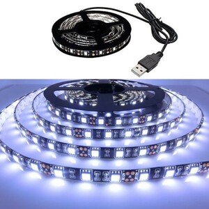 LEDテープライト ホワイト 白 USB 5V 100CM 5050SMD 黒ベース 60連 切断可 TVバックライト LEDテープ DD183