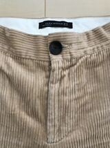 ZARA WOMAN CORDUROY FLARE PANTS ザラ ウーマン コーデュロイ フレア パンツ センタープレス ボタン ライズ ワイド ベージュ ハイウエスト_画像2