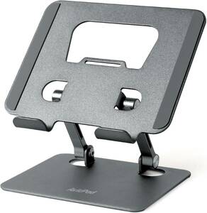 AvidPad タブレットスタンド アルミ製 折りたたみ式 滑り防止パッド安定性卓 4-12.9インチに対応タブレットスタンドアルミホルダ黒