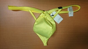 TM COLLECTION 光沢 つやつや ウェット WET トライアングルライン ポーチ G-STRING Gスト TB Tバック ビキニ フルシーム イエロー Mサイズ